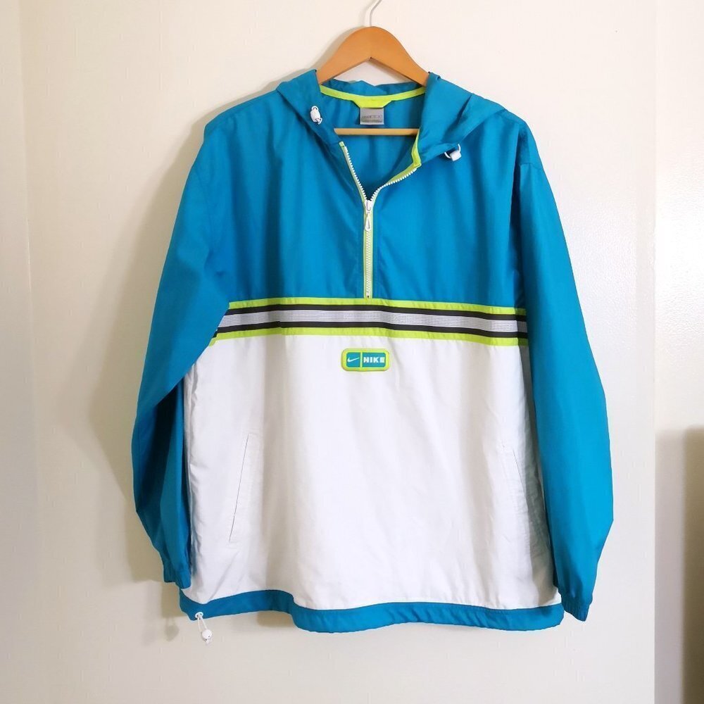 2000s Vintage Nike Mini Swoosh 1/4 Zip Hooded Windbreaker Youth XL (Miss M)‎